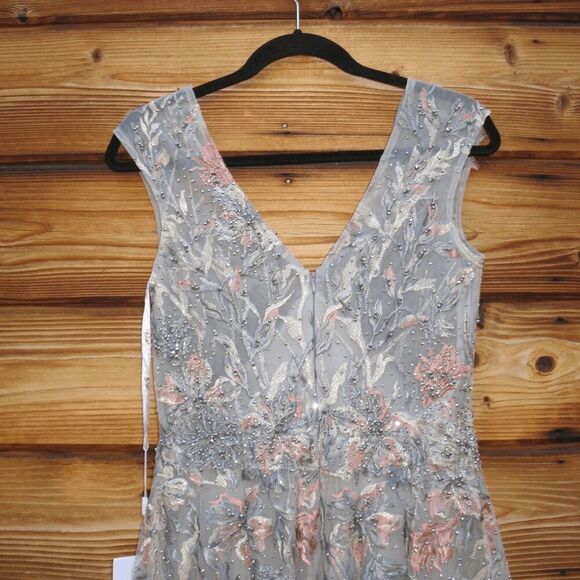 Mac Duggal 20263 Emery Embroidered Gown Dress Gray 6 - Picture 12 of 16